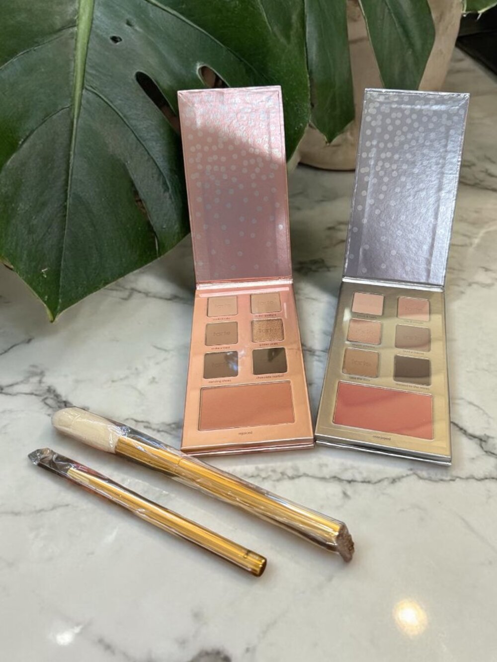 Tarte Set of 2 Eyeshadow/Blush Sets with 2 Brushes - NEW